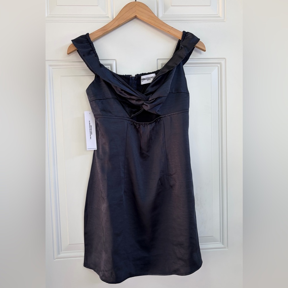 Princess Polly Rava Off The Shoulder Mini Dress Navy